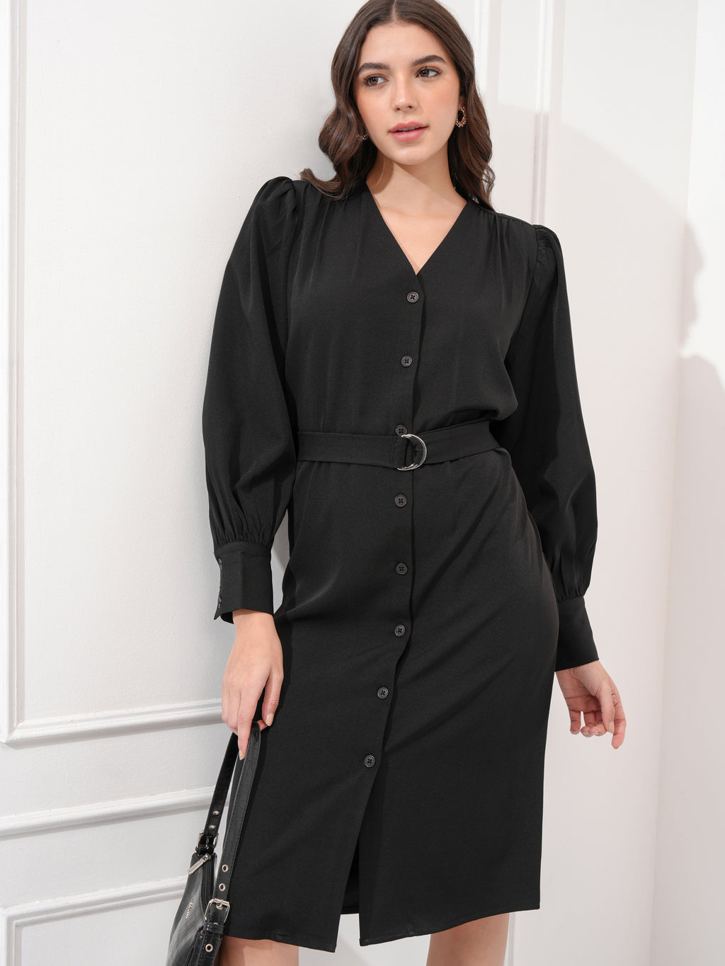 Tokyo Talkies Women Black Solid A-Line Dress - Black - Image 1