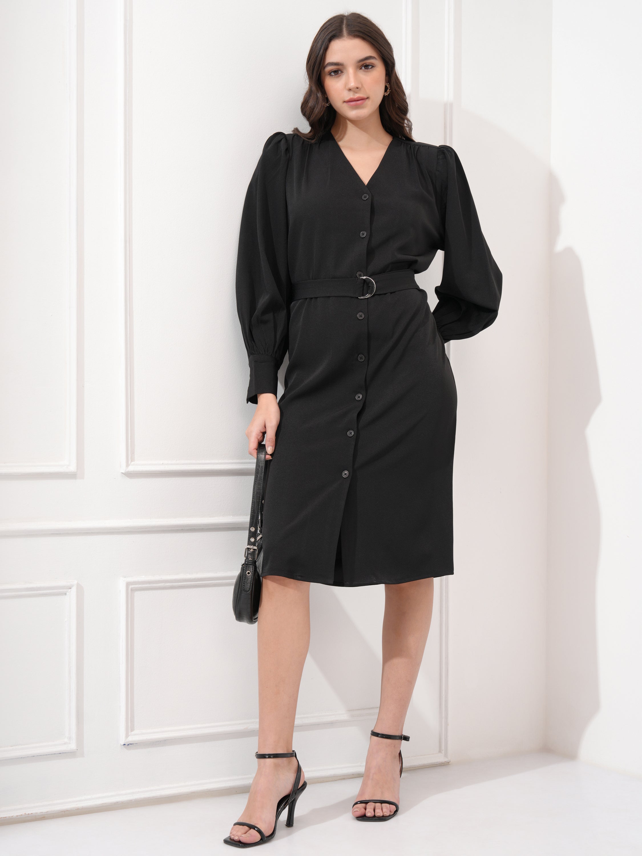 Tokyo Talkies Women Black Solid A-Line Dress - Black - Image 2