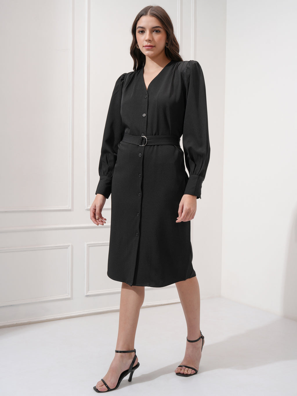 Tokyo Talkies Women Black Solid A-Line Dress - Black - Image 4