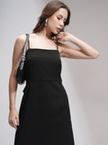 Tokyo Talkies Women Black Solid Fit And Flare Dress - Black - Image 1