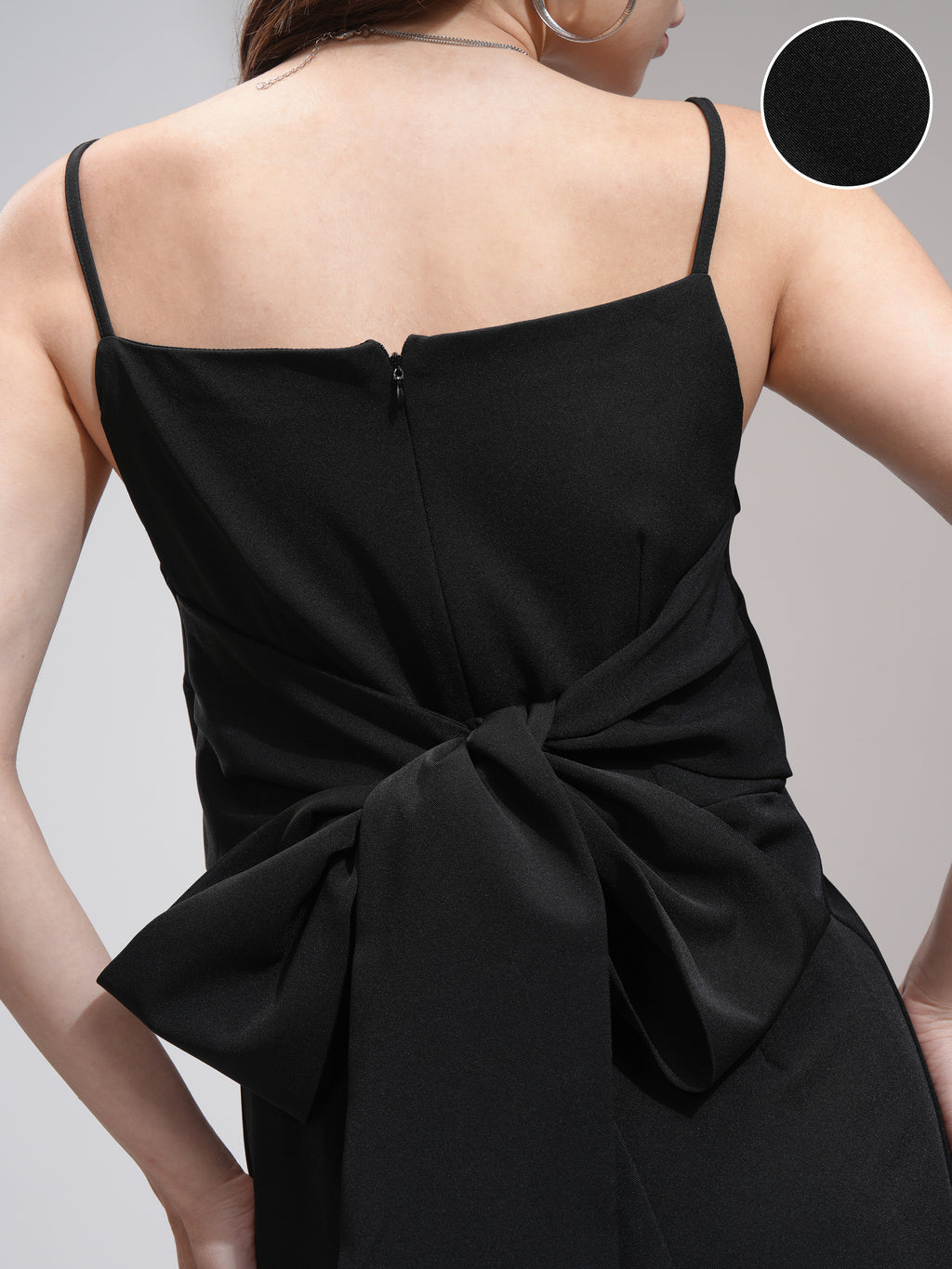 Tokyo Talkies Women Black Solid Fit And Flare Dress - Black - Image 5