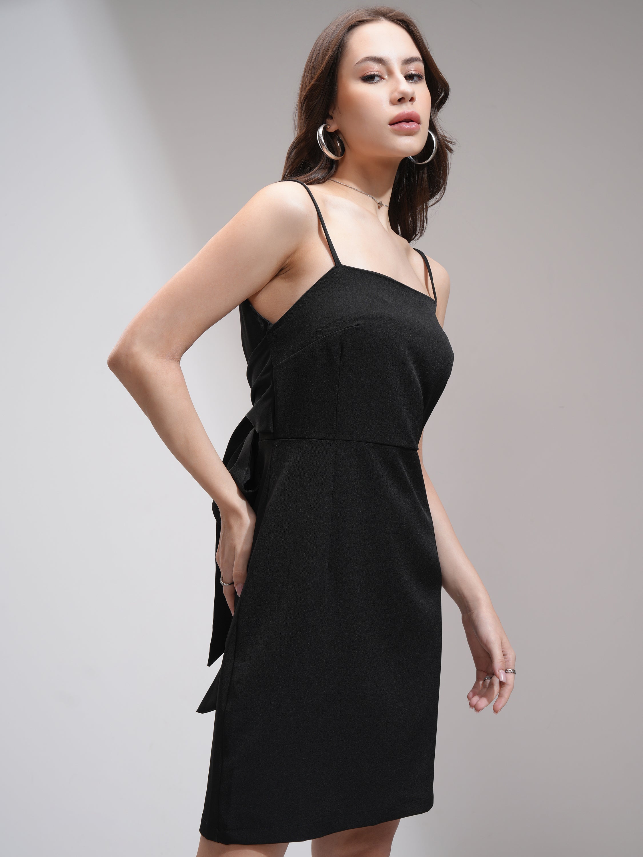 Tokyo Talkies Women Black Solid Fit And Flare Dress - Black - Image 6