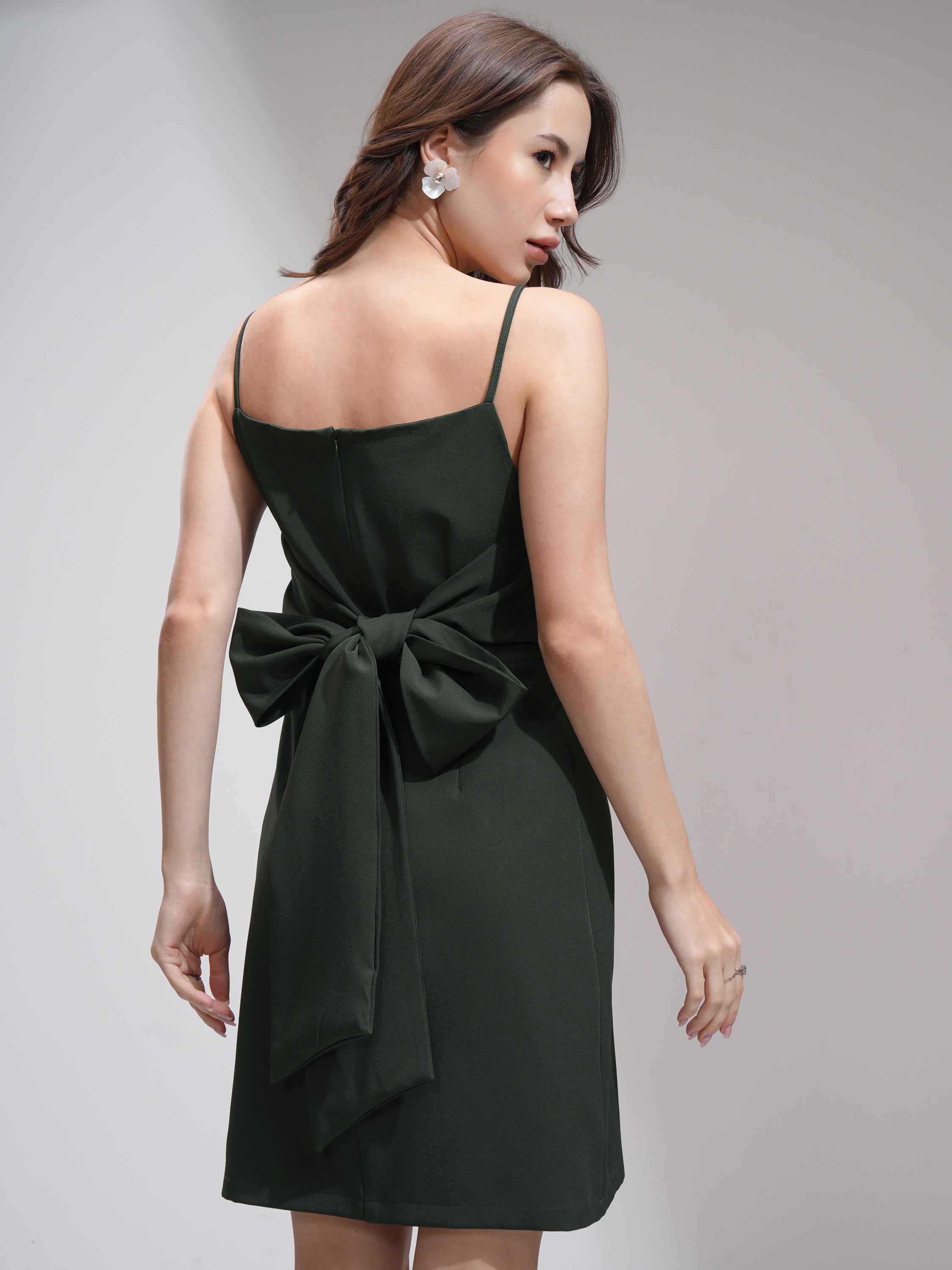 Tokyo Talkies Women Olive Solid Fit And Flare Dress - Olive - Image 3