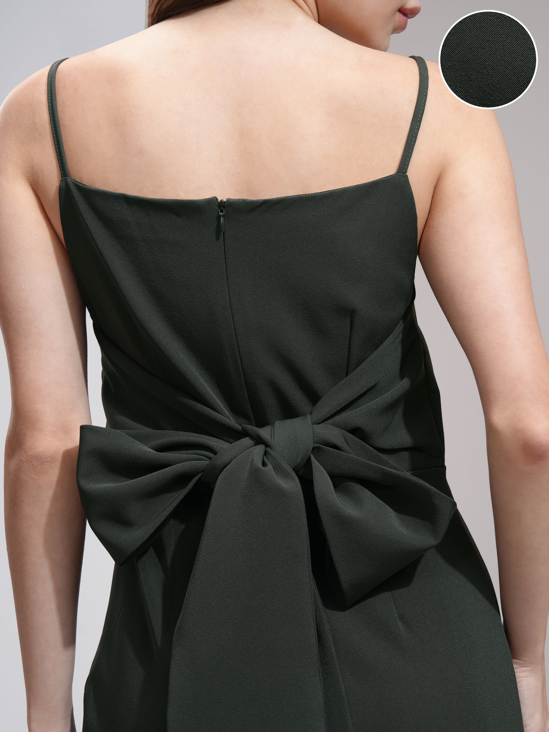 Tokyo Talkies Women Olive Solid Fit And Flare Dress - Olive - Image 5