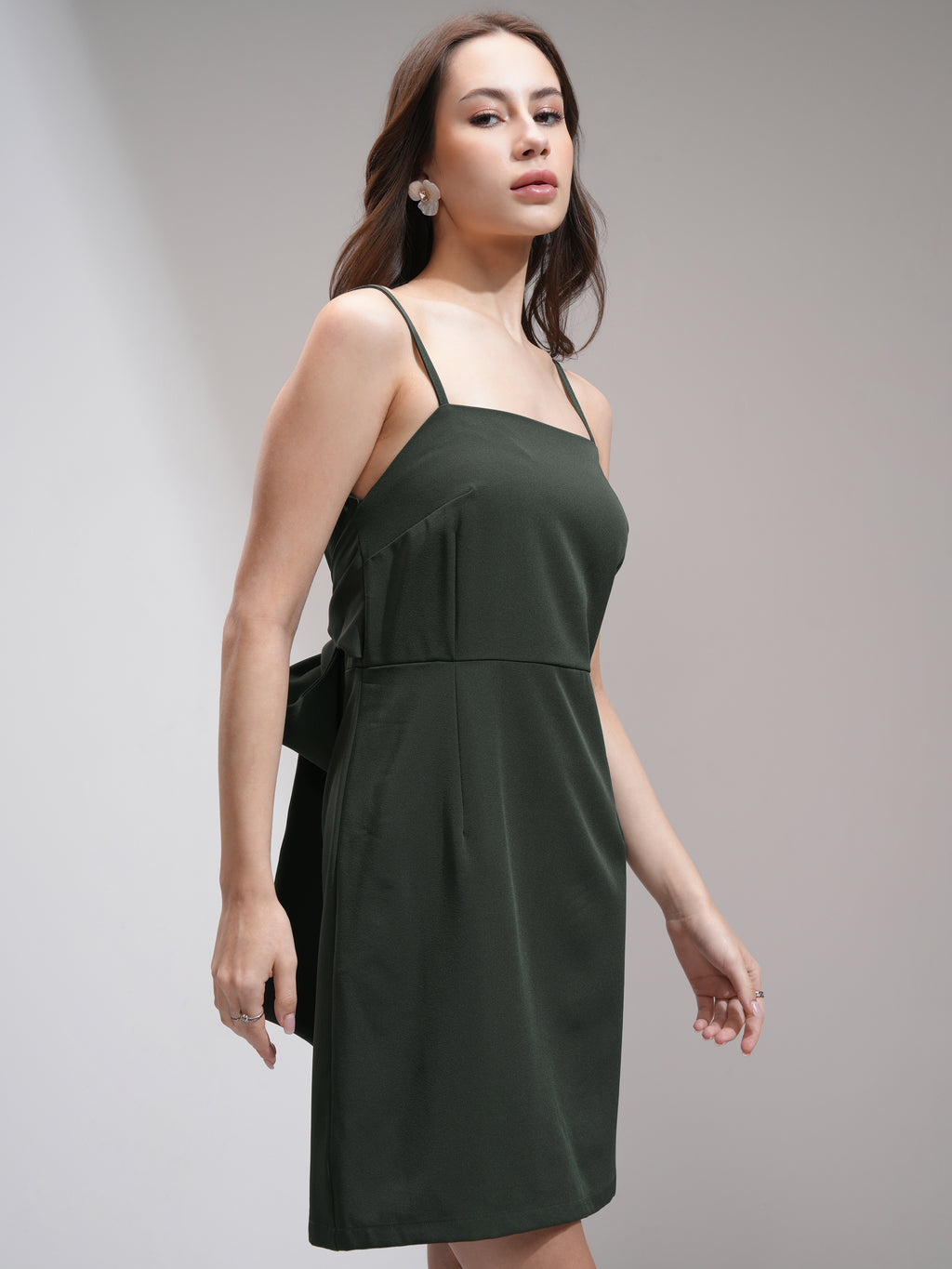 Tokyo Talkies Women Olive Solid Fit And Flare Dress - Olive - Image 6