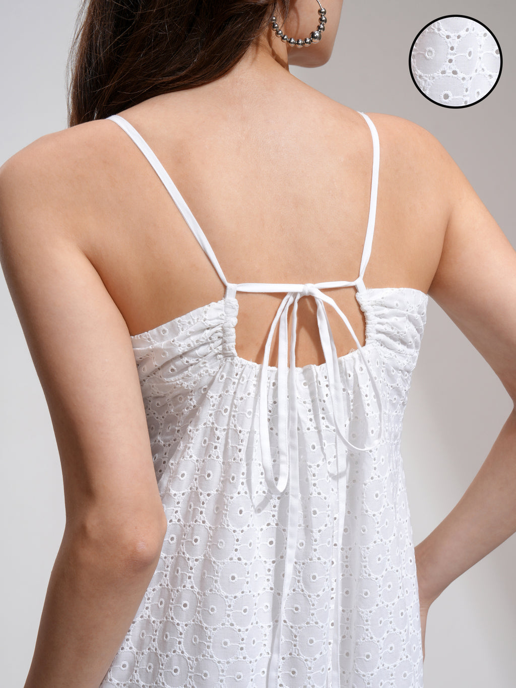 Tokyo Talkies Women White Self Design Fit And Flare Dress - White - Image 5
