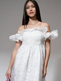 Tokyo Talkies Women White Printed Fit and Flare Dress - White - Image 1