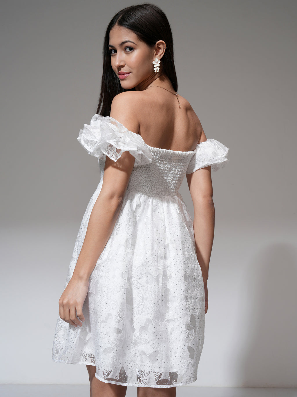 Tokyo Talkies Women White Printed Fit and Flare Dress - White - Image 3