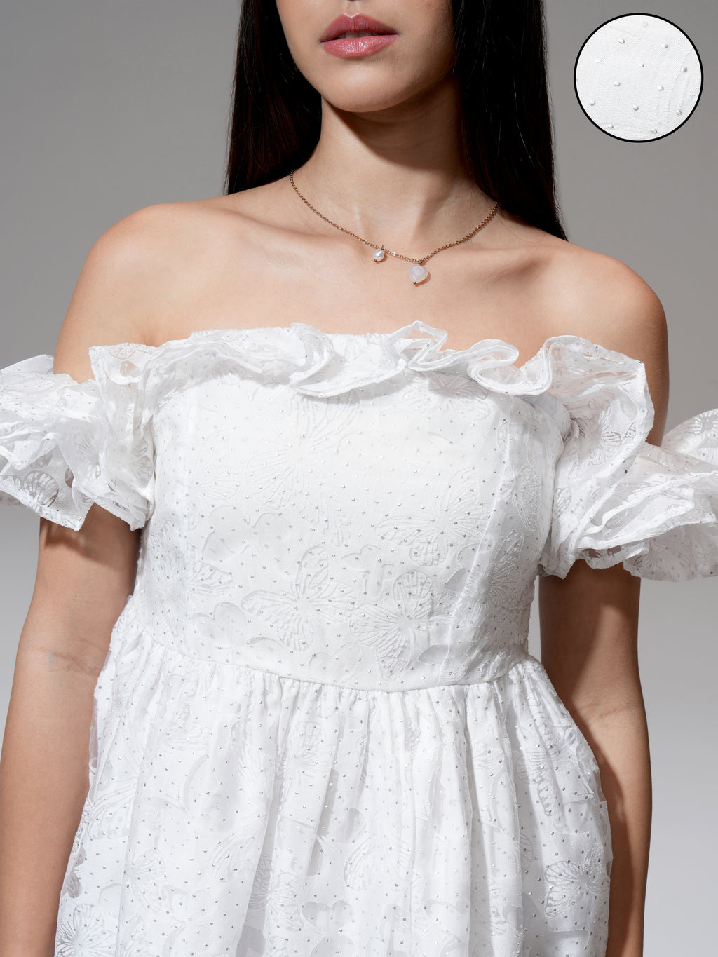 Tokyo Talkies Women White Printed Fit and Flare Dress - White - Image 5