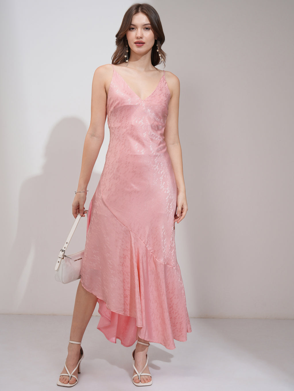 Tokyo Talkies Women Pink Self Design Maxi Dress - Pink - Image 2