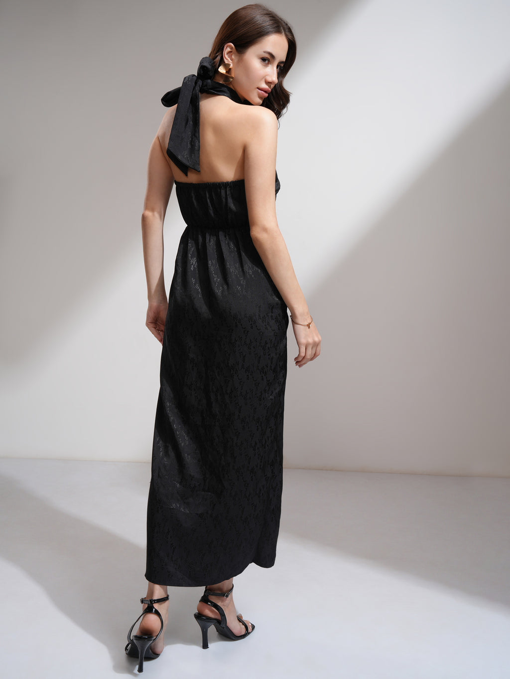 Tokyo Talkies Women Black Self Design Wrap Dress - Black - Image 3
