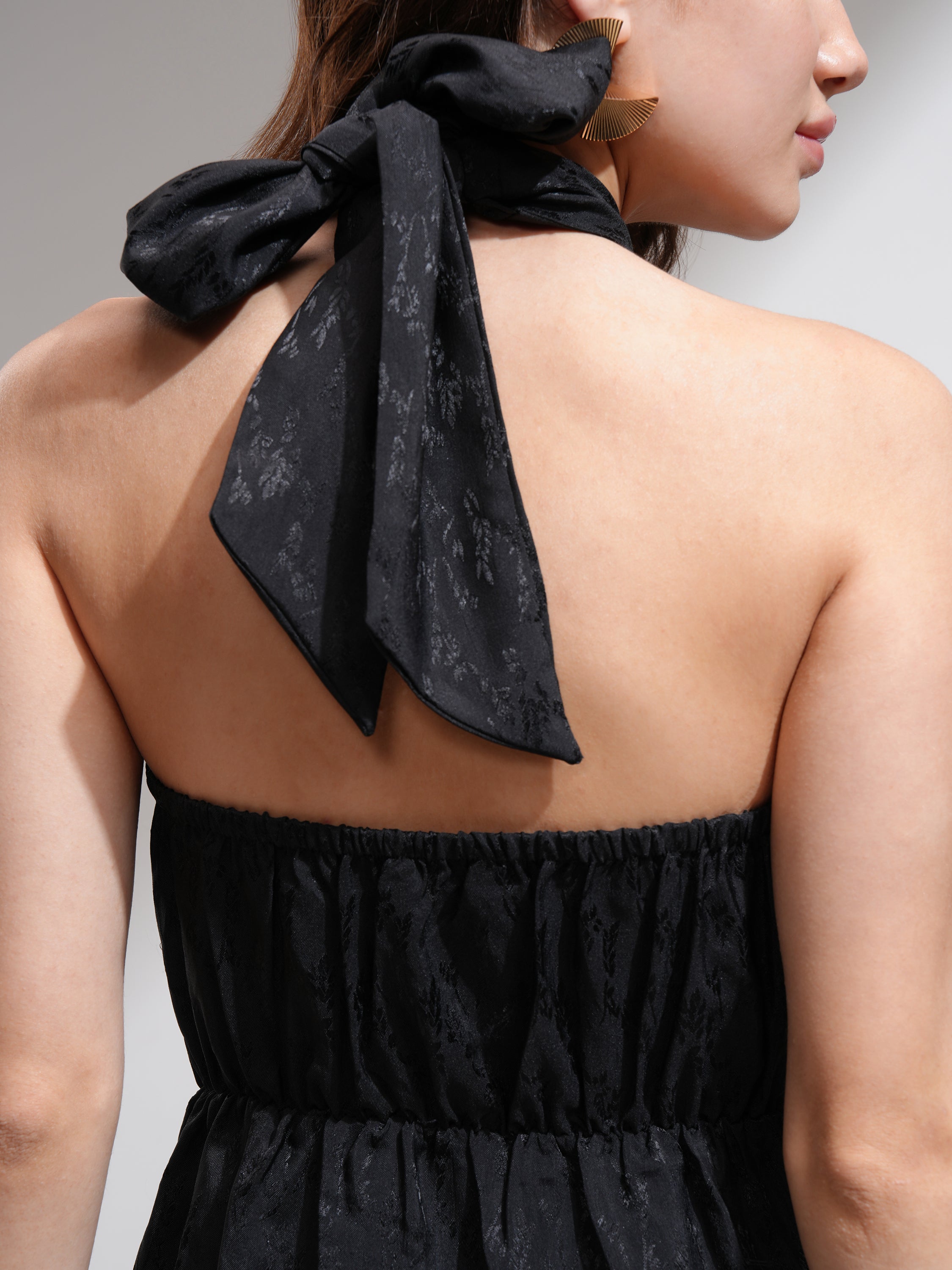 Tokyo Talkies Women Black Self Design Wrap Dress - Black - Image 6