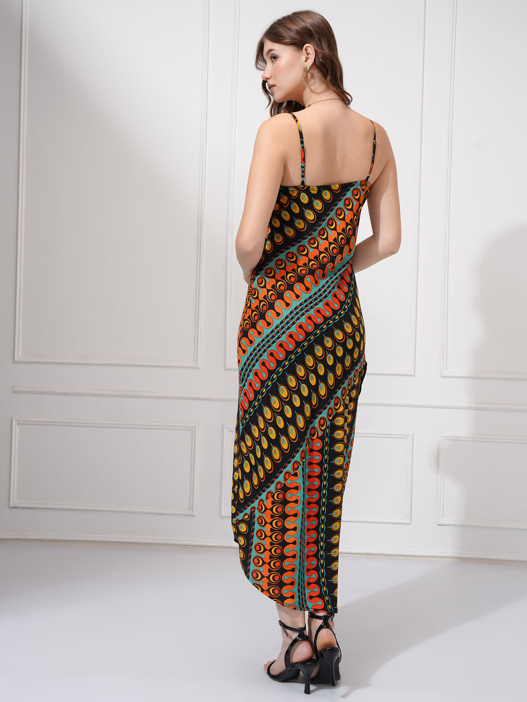 Tokyo Talkies Women Black Printed Fit and Flare Dress - Black - Image 3