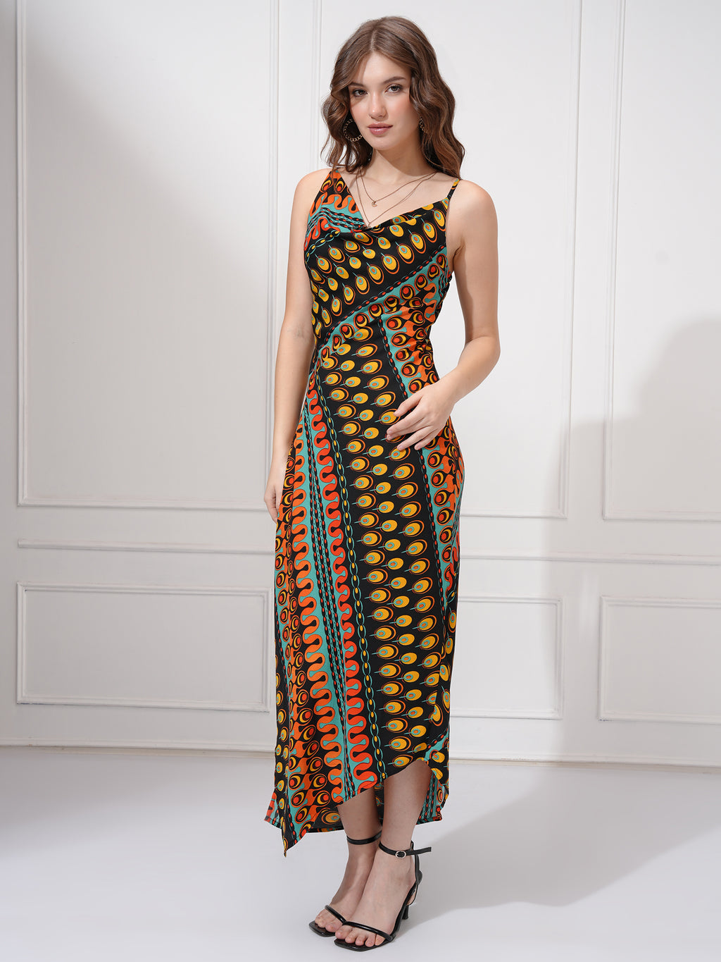 Tokyo Talkies Women Black Printed Fit and Flare Dress - Black - Image 4