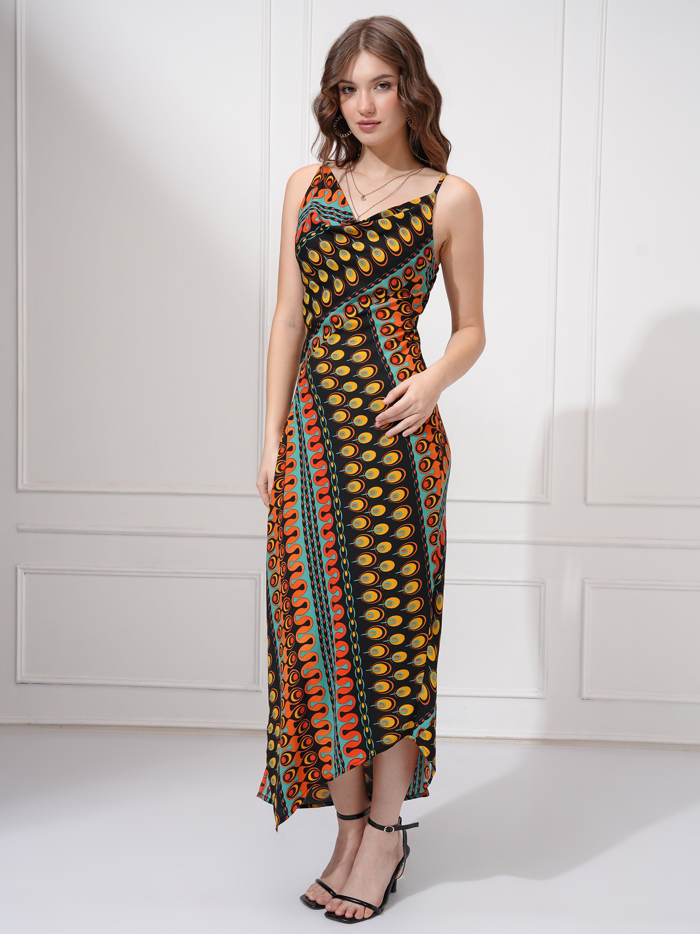 Tokyo Talkies Women Black Printed Fit and Flare Dress - Black - Image 4