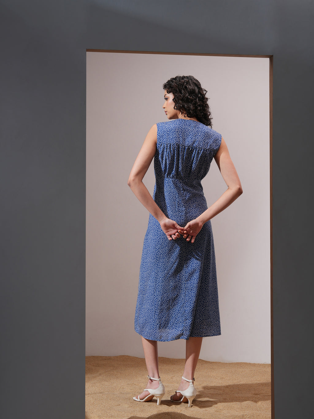 Tokyo Talkies Women Navy Blue Printed A-Line Dress - Navy Blue - Image 3