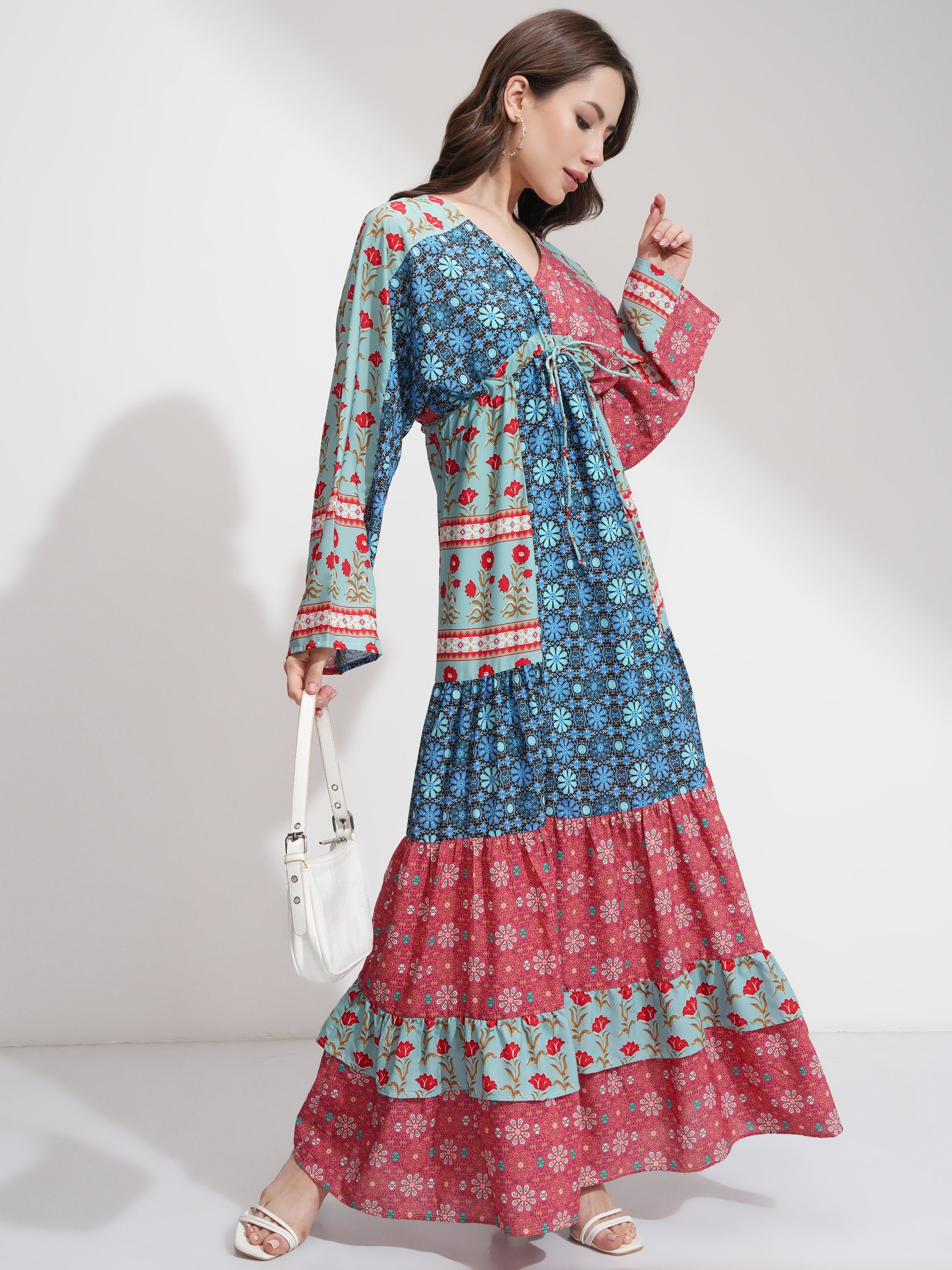 Tokyo Talkies Women Blue Printed A-Line Dress - Blue - Image 2