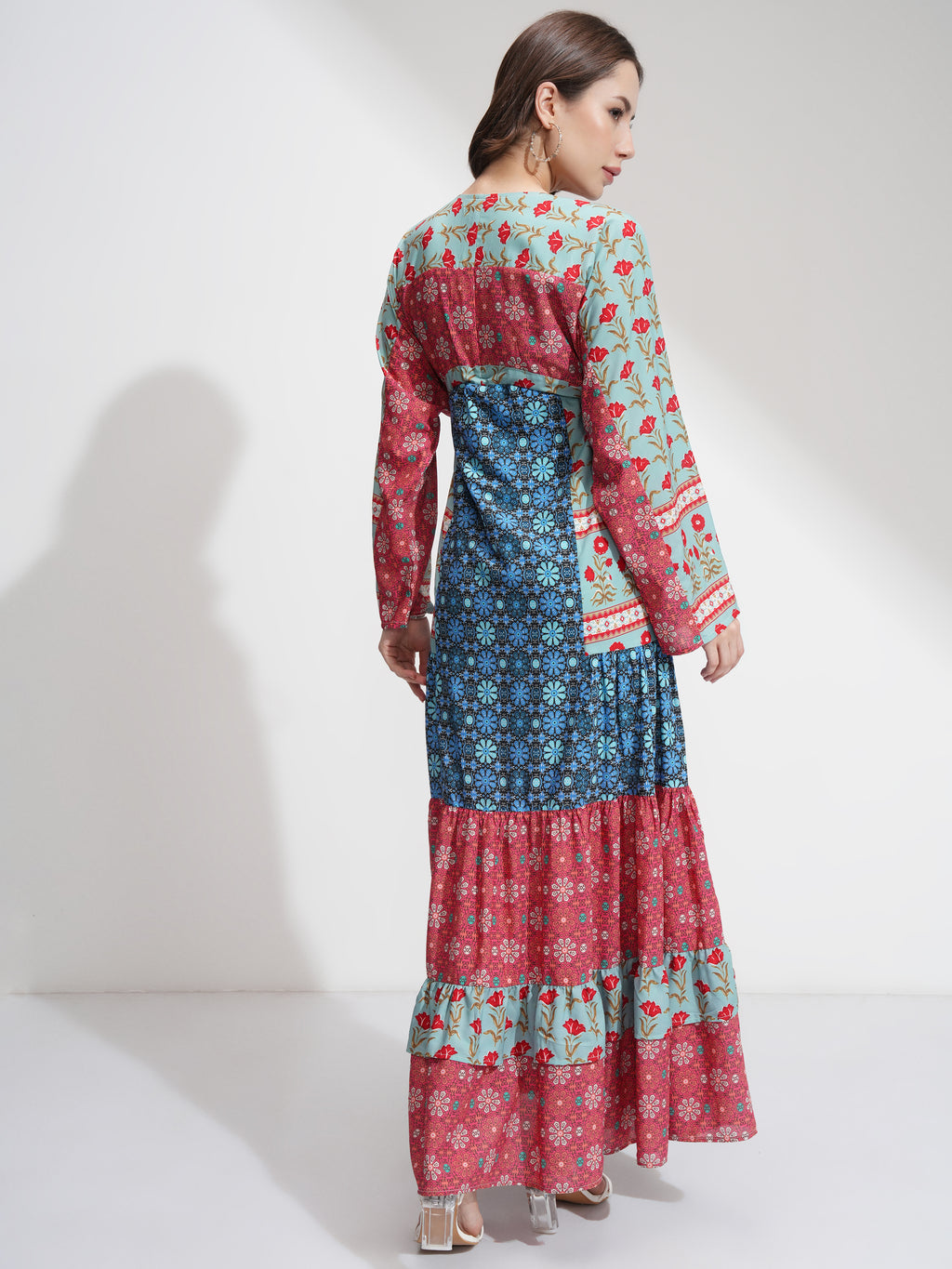 Tokyo Talkies Women Blue Printed A-Line Dress - Blue - Image 3