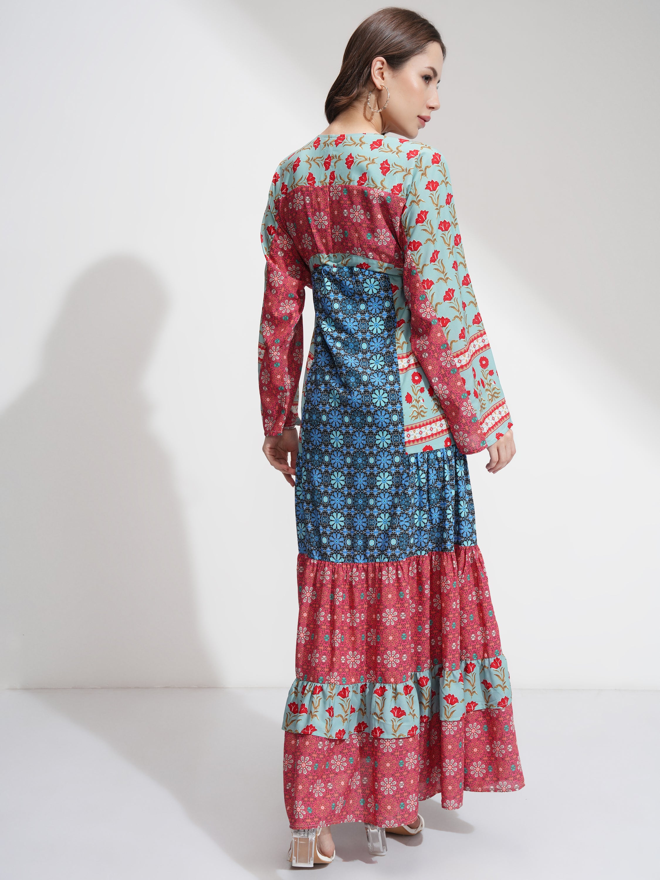 Tokyo Talkies Women Blue Printed A-Line Dress - Blue - Image 3