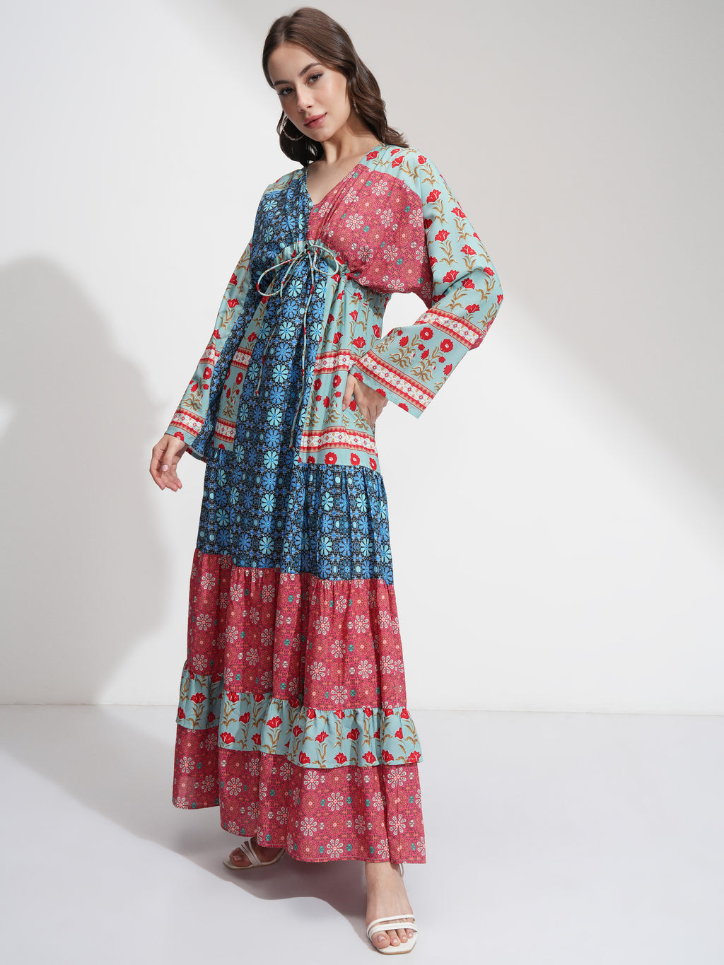 Tokyo Talkies Women Blue Printed A-Line Dress - Blue - Image 4