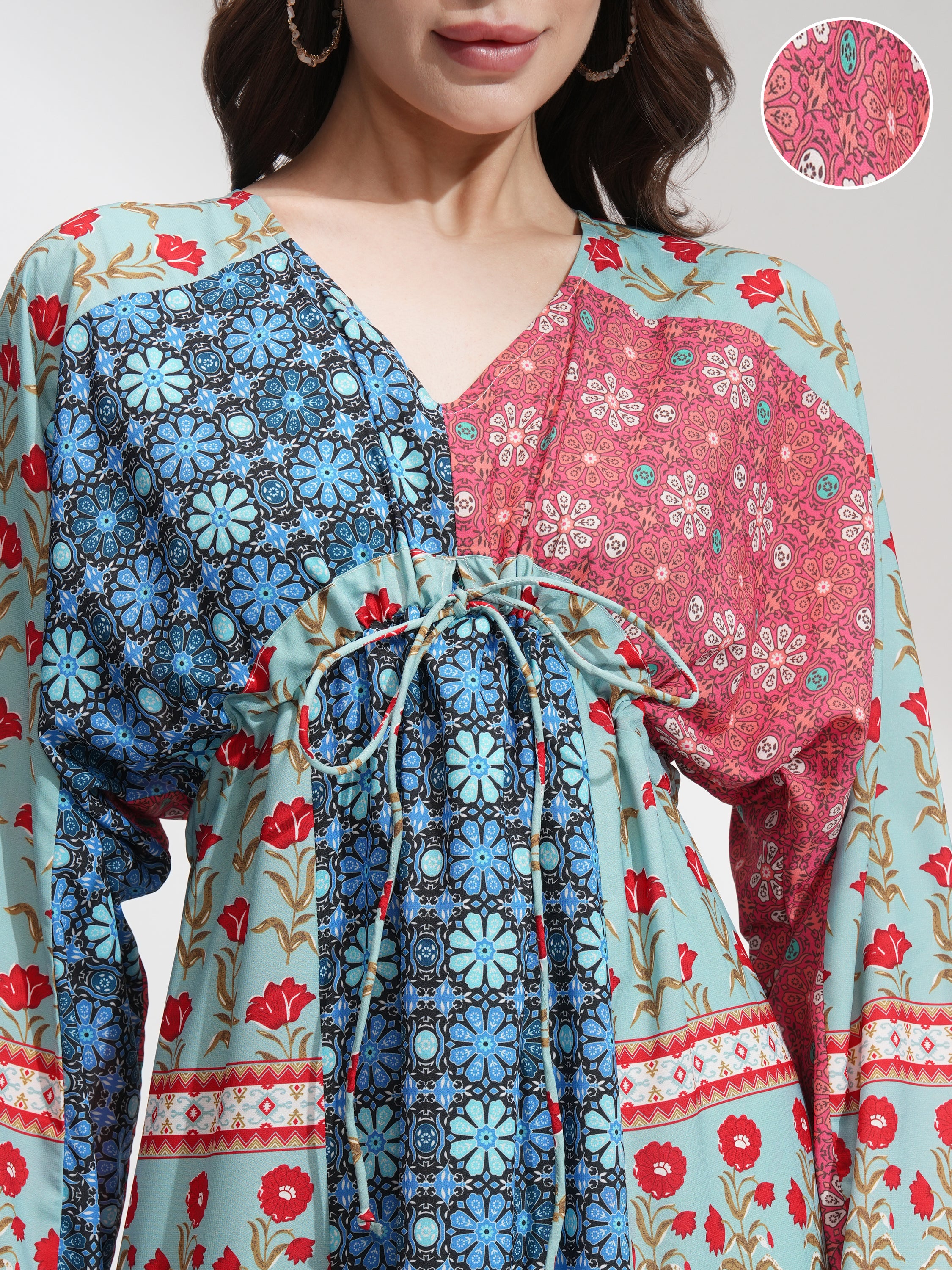 Tokyo Talkies Women Blue Printed A-Line Dress - Blue - Image 5