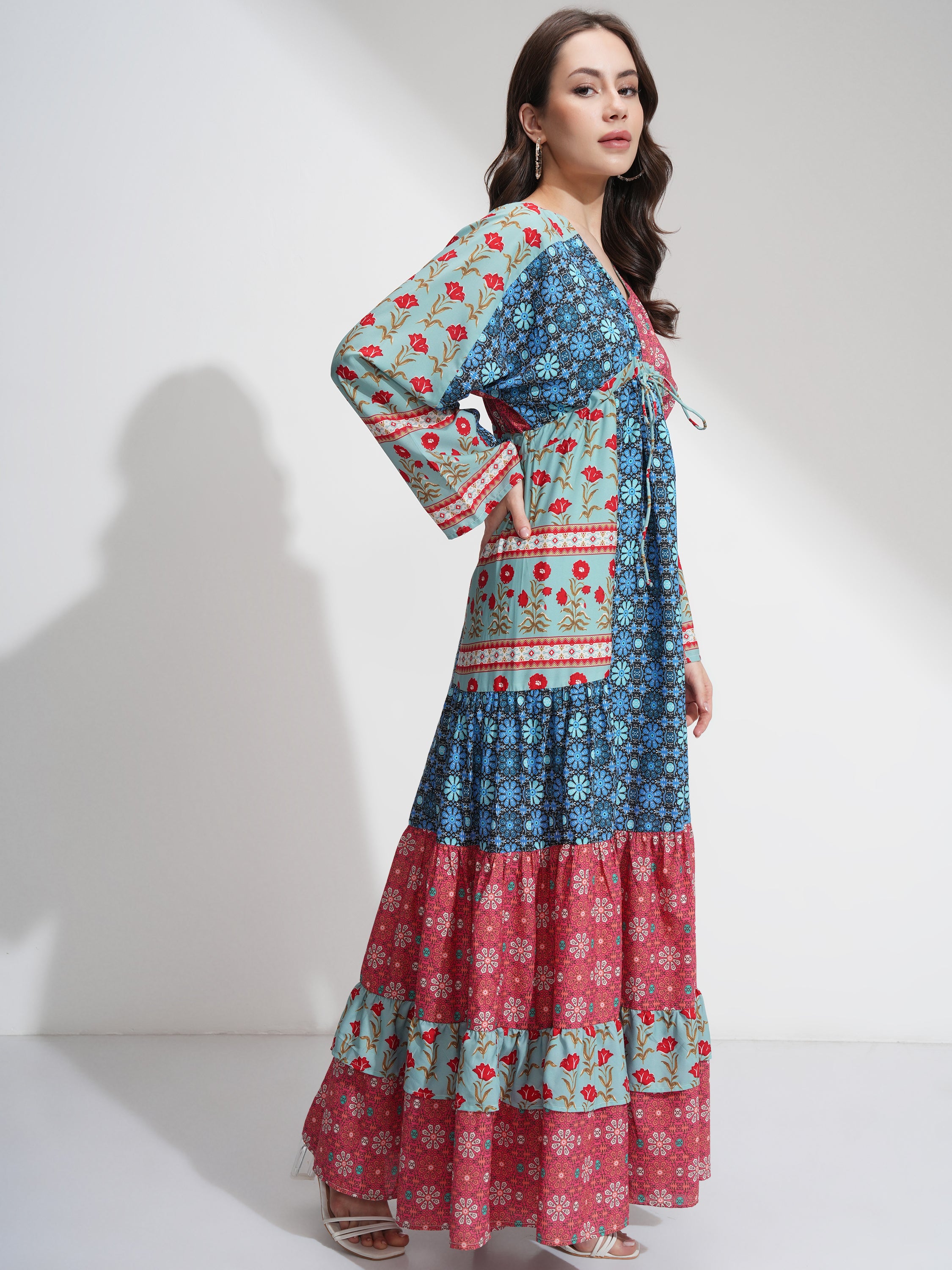 Tokyo Talkies Women Blue Printed A-Line Dress - Blue - Image 6