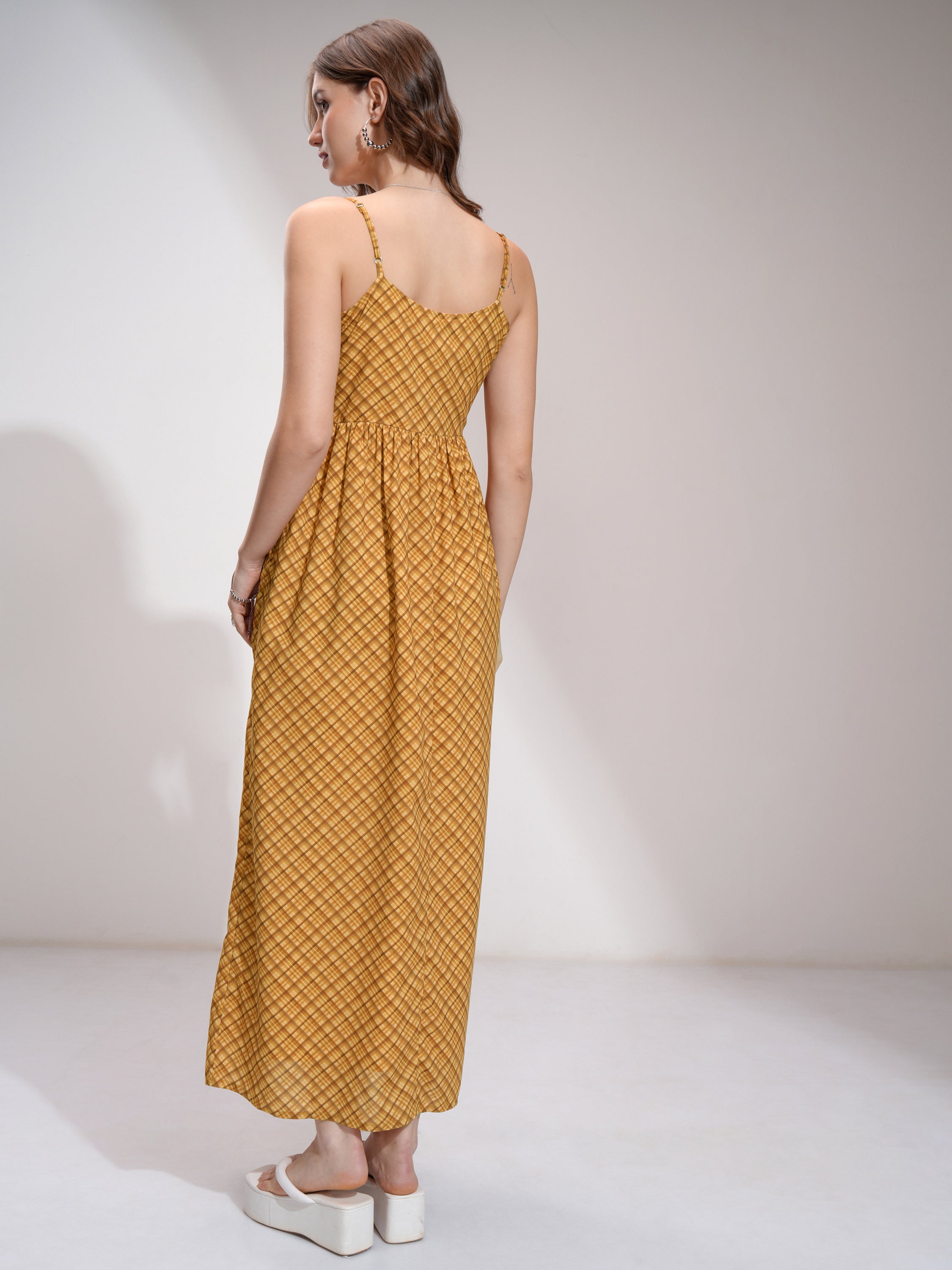 Tokyo Talkies Women Yellow Printed Maxi Dress - Yellow - Image 3