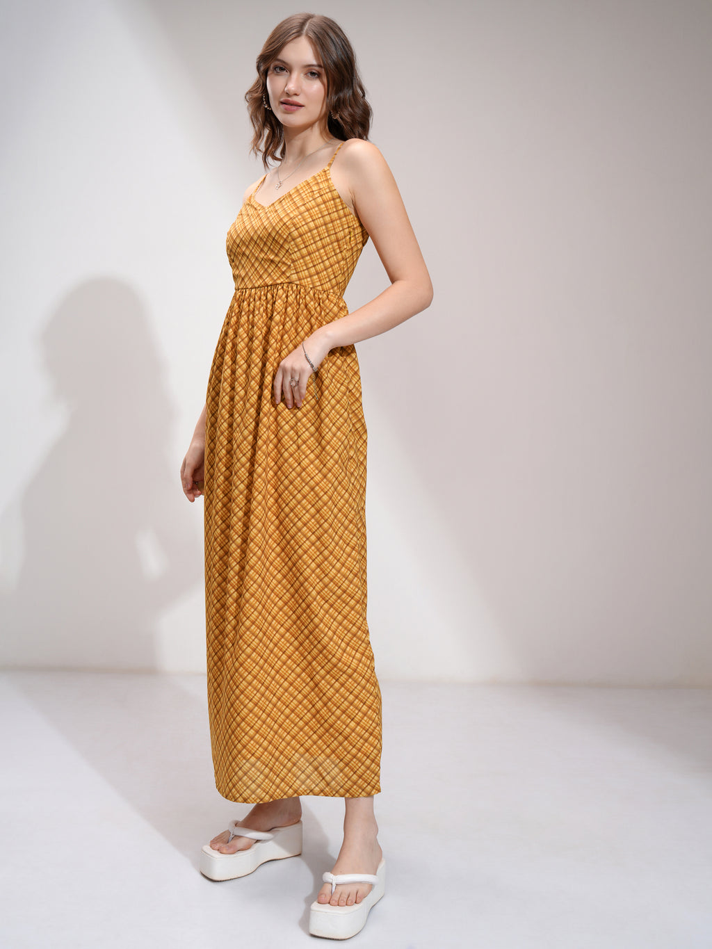 Tokyo Talkies Women Yellow Printed Maxi Dress - Yellow - Image 4