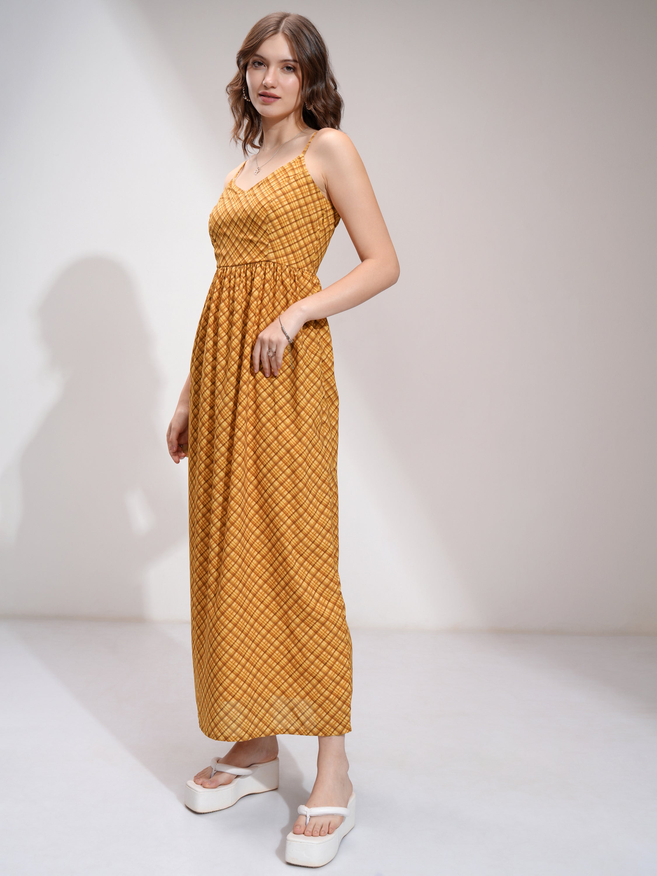 Tokyo Talkies Women Yellow Printed Maxi Dress - Yellow - Image 4