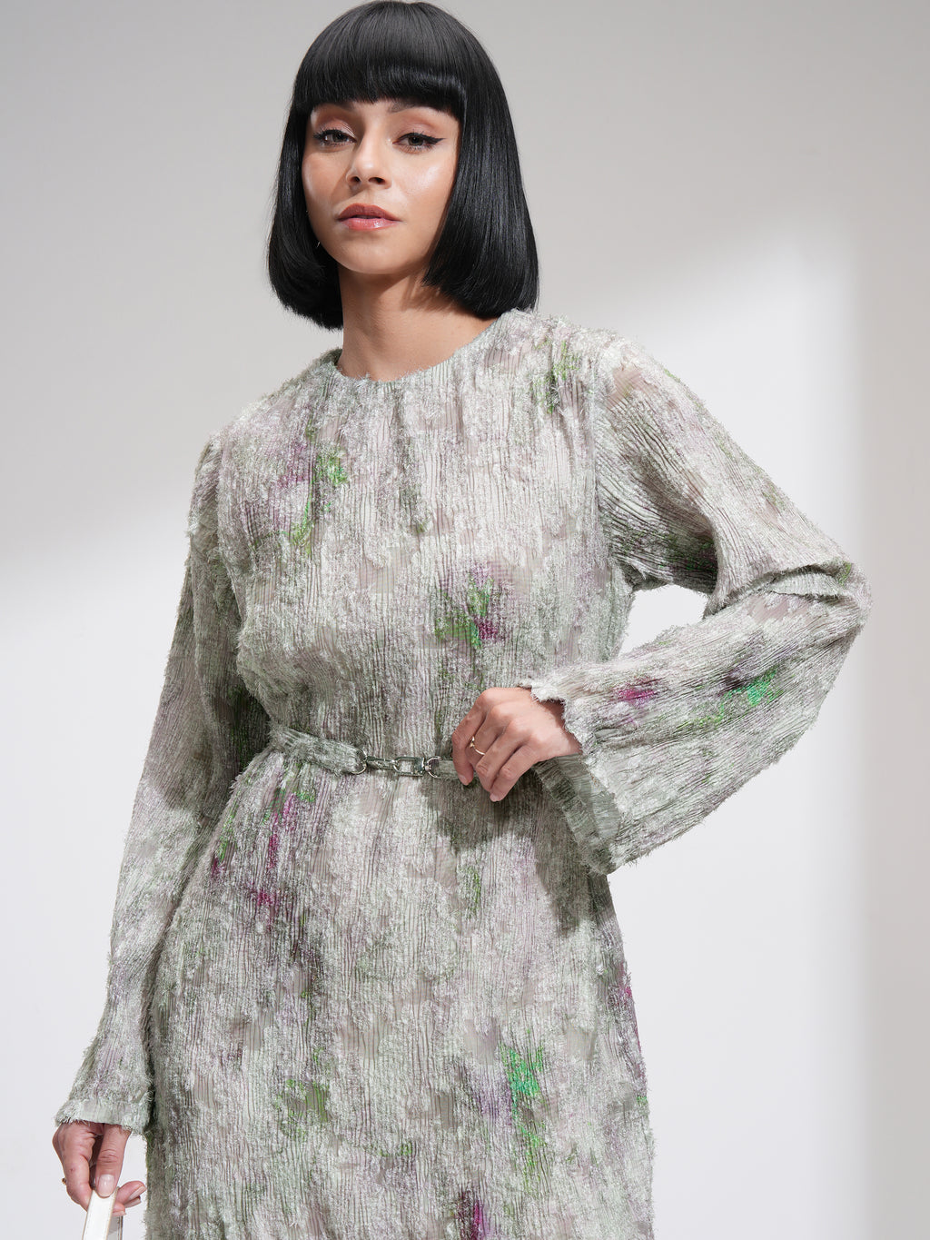 Tokyo Talkies Women Mauve Printed Fit And Flare Dress - Mauve - Image 1