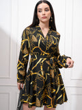 Tokyo Talkies Women Black Printed Wrap Dress - Black - Image 1