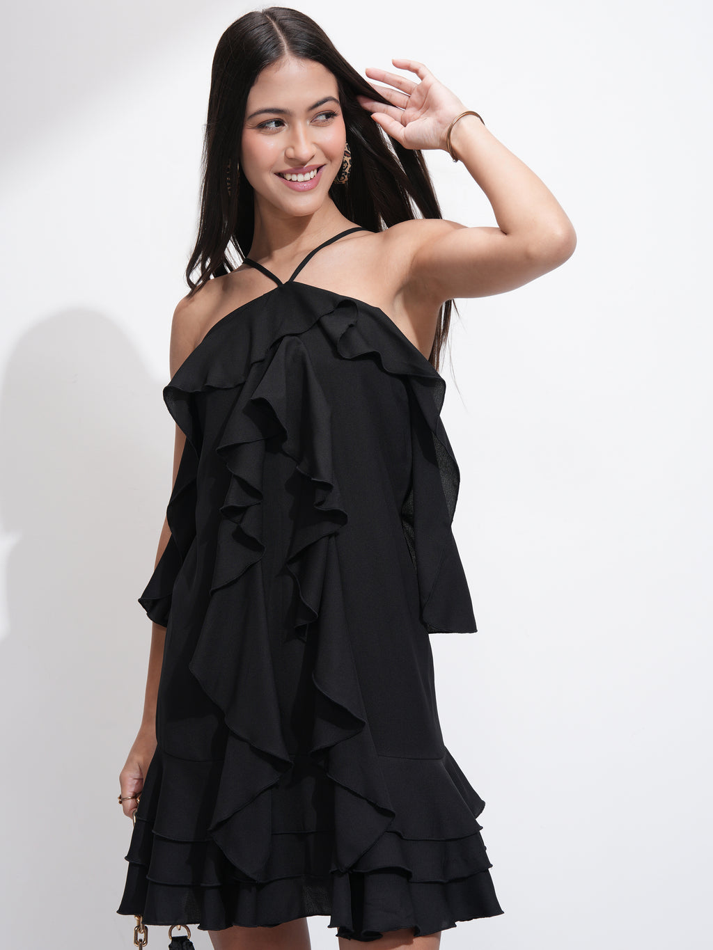 Tokyo Talkies Women Black Solid A-Line Dress - Black - Image 4