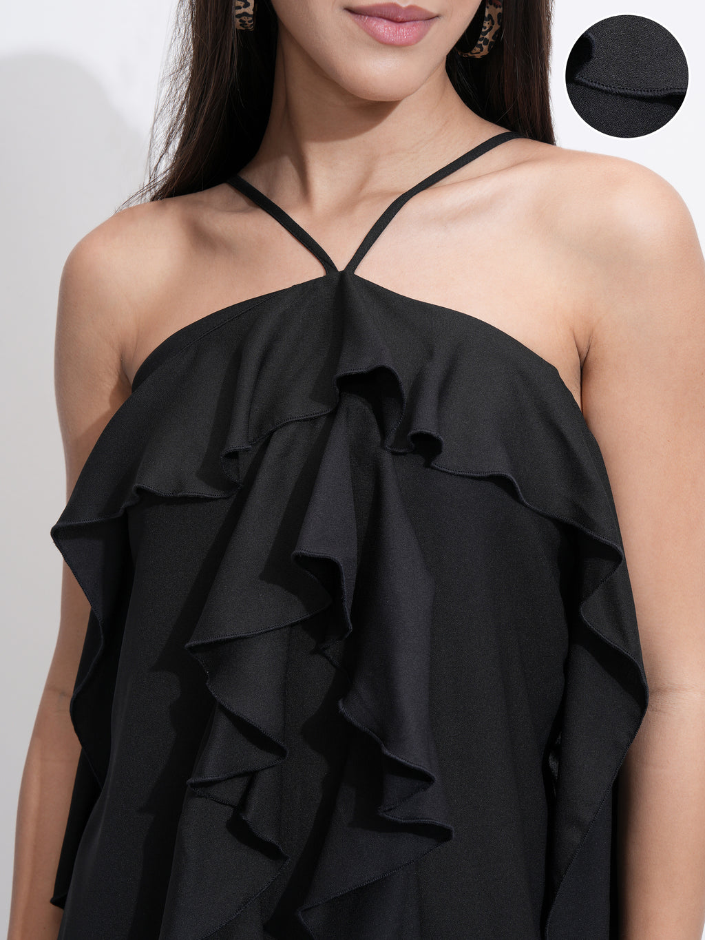 Tokyo Talkies Women Black Solid A-Line Dress - Black - Image 5