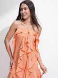 Tokyo Talkies Women Orange Solid A-Line Dress - Orange - Image 1