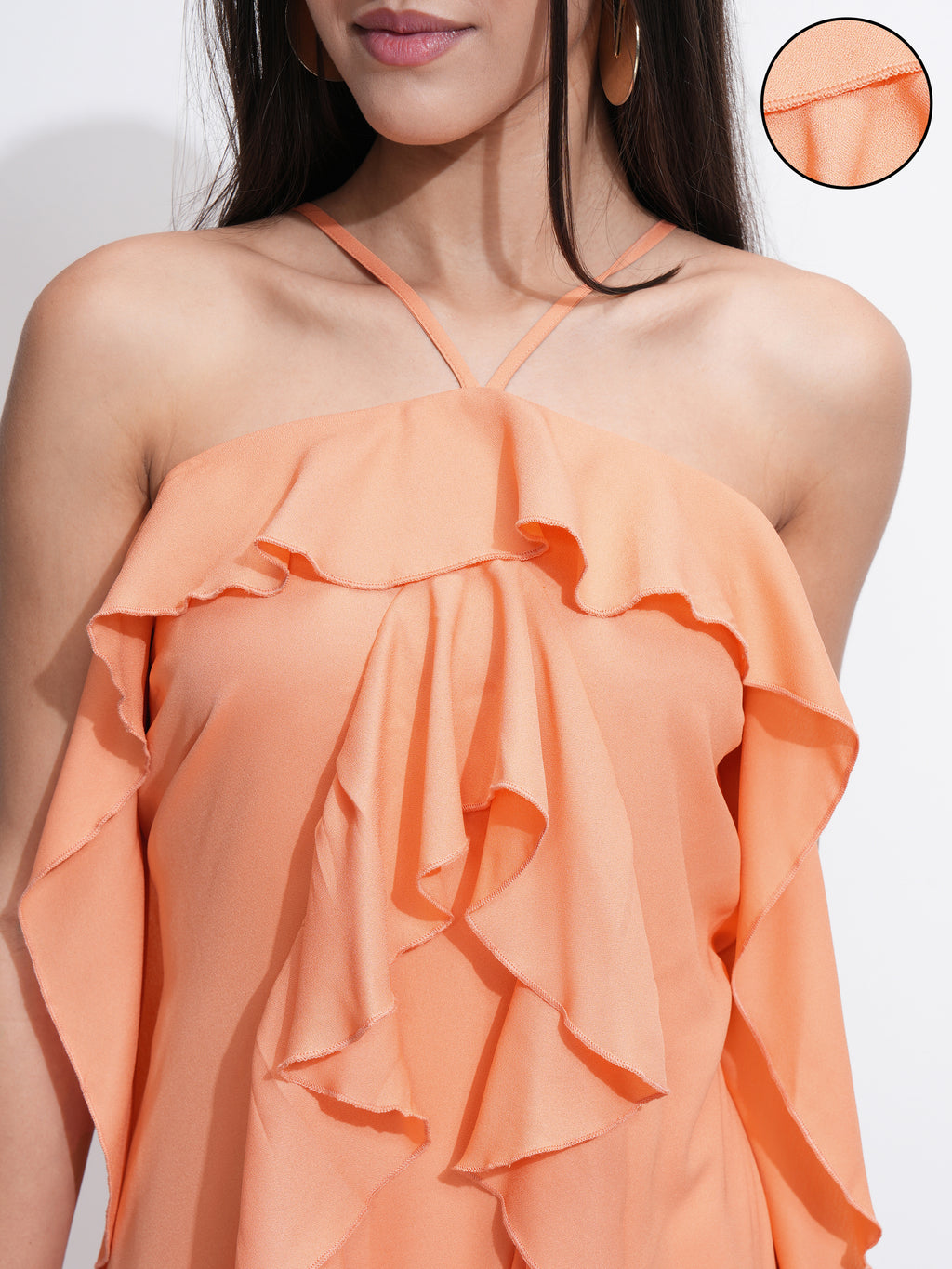 Tokyo Talkies Women Orange Solid A-Line Dress - Orange - Image 5