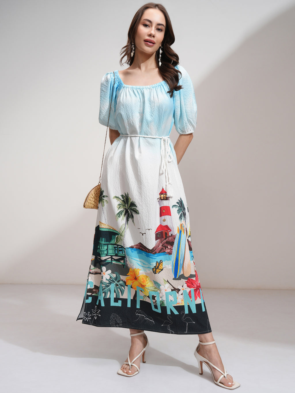Tokyo Talkies Women White Printed Maxi Dress - White - Image 1