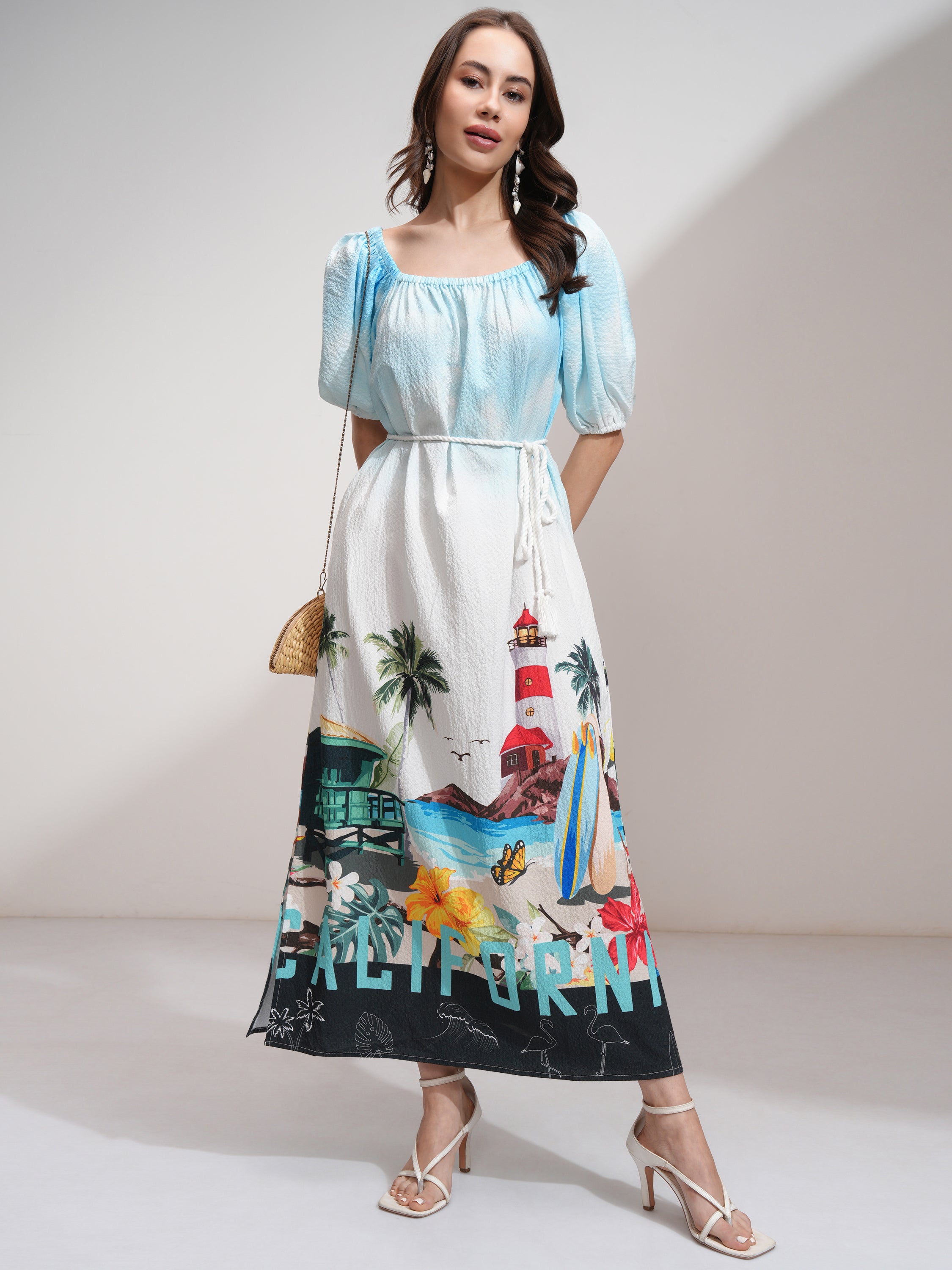 Tokyo Talkies Women White Printed Maxi Dress - White - Image 1