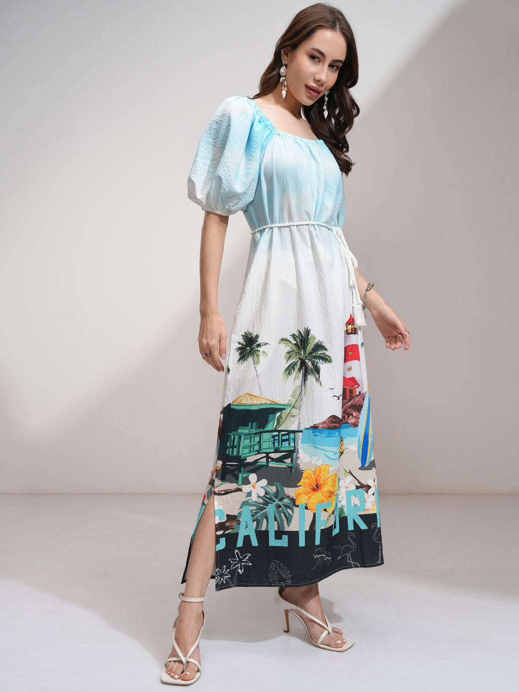 Tokyo Talkies Women White Printed Maxi Dress - White - Image 4