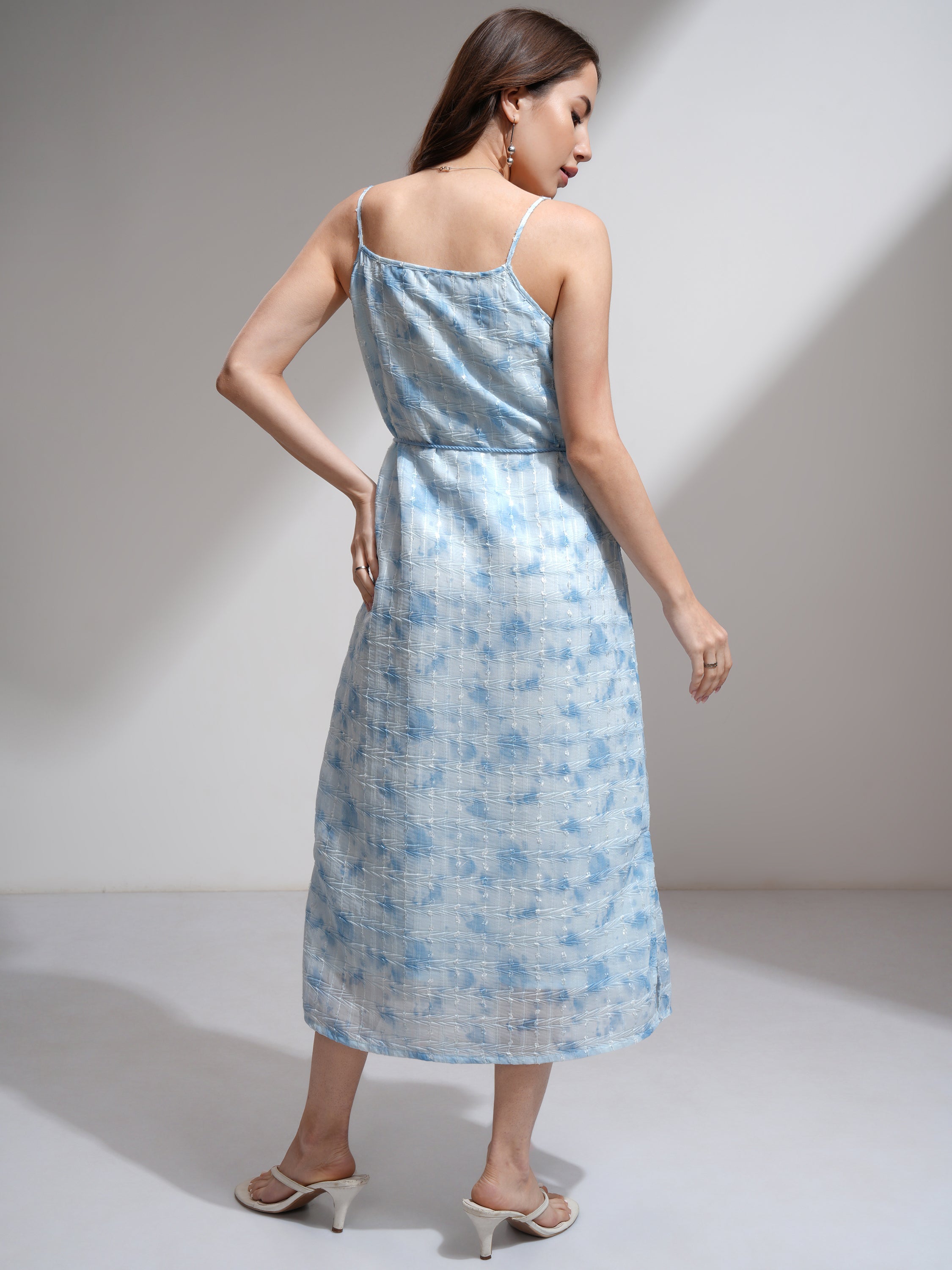 Tokyo Talkies Women Blue Printed A-Line Dress - Blue - Image 3