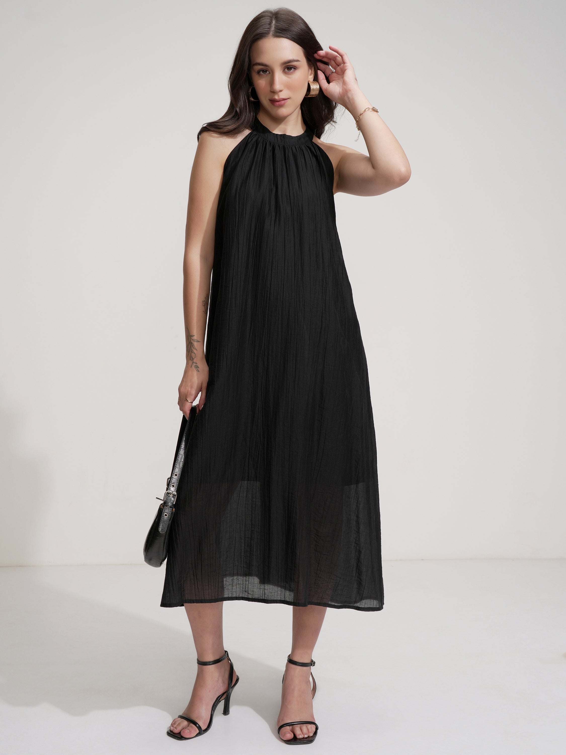 Tokyo Talkies Women Black Solid Maxi Dress - Black - Image 2