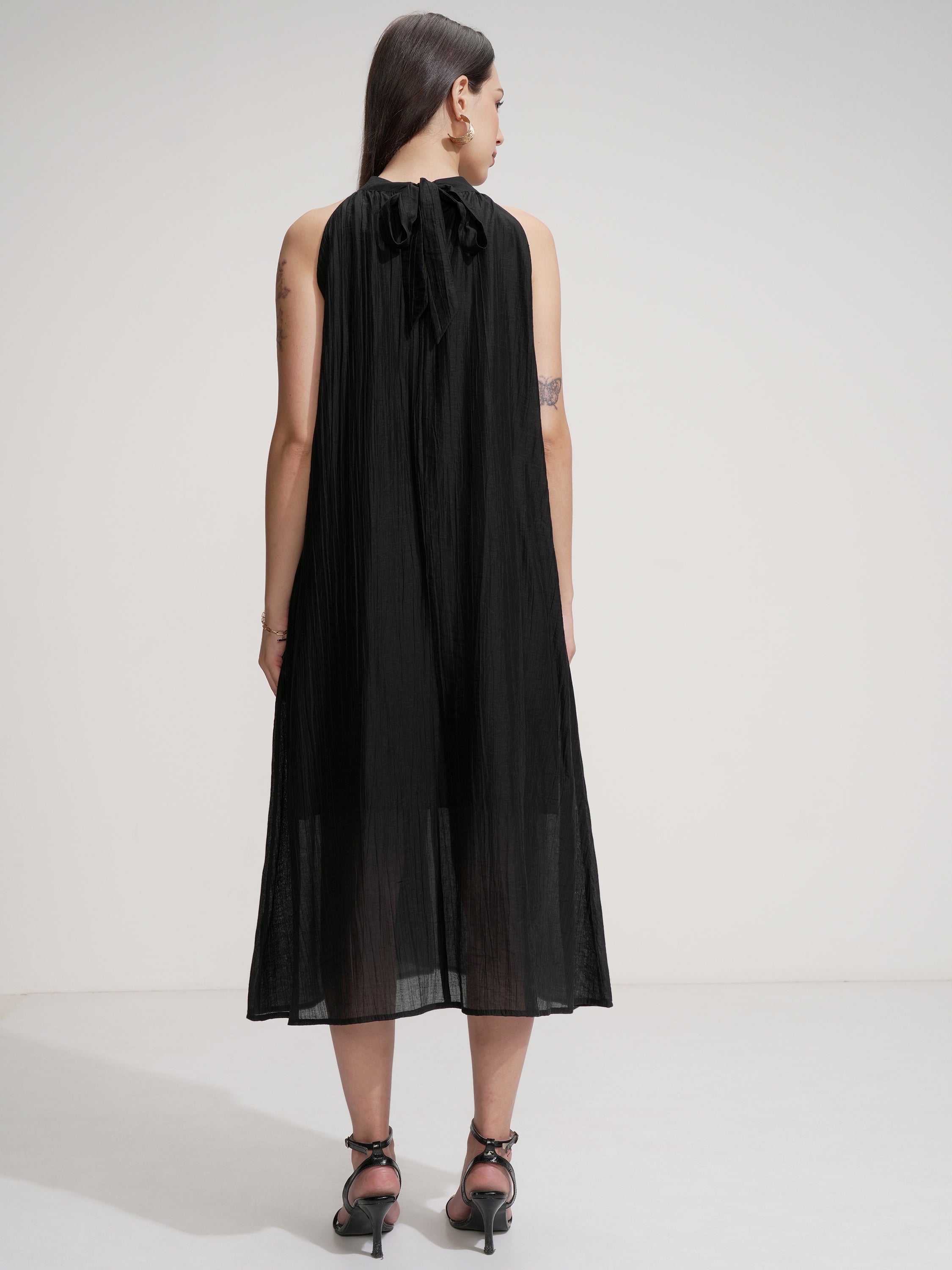 Tokyo Talkies Women Black Solid Maxi Dress - Black - Image 3