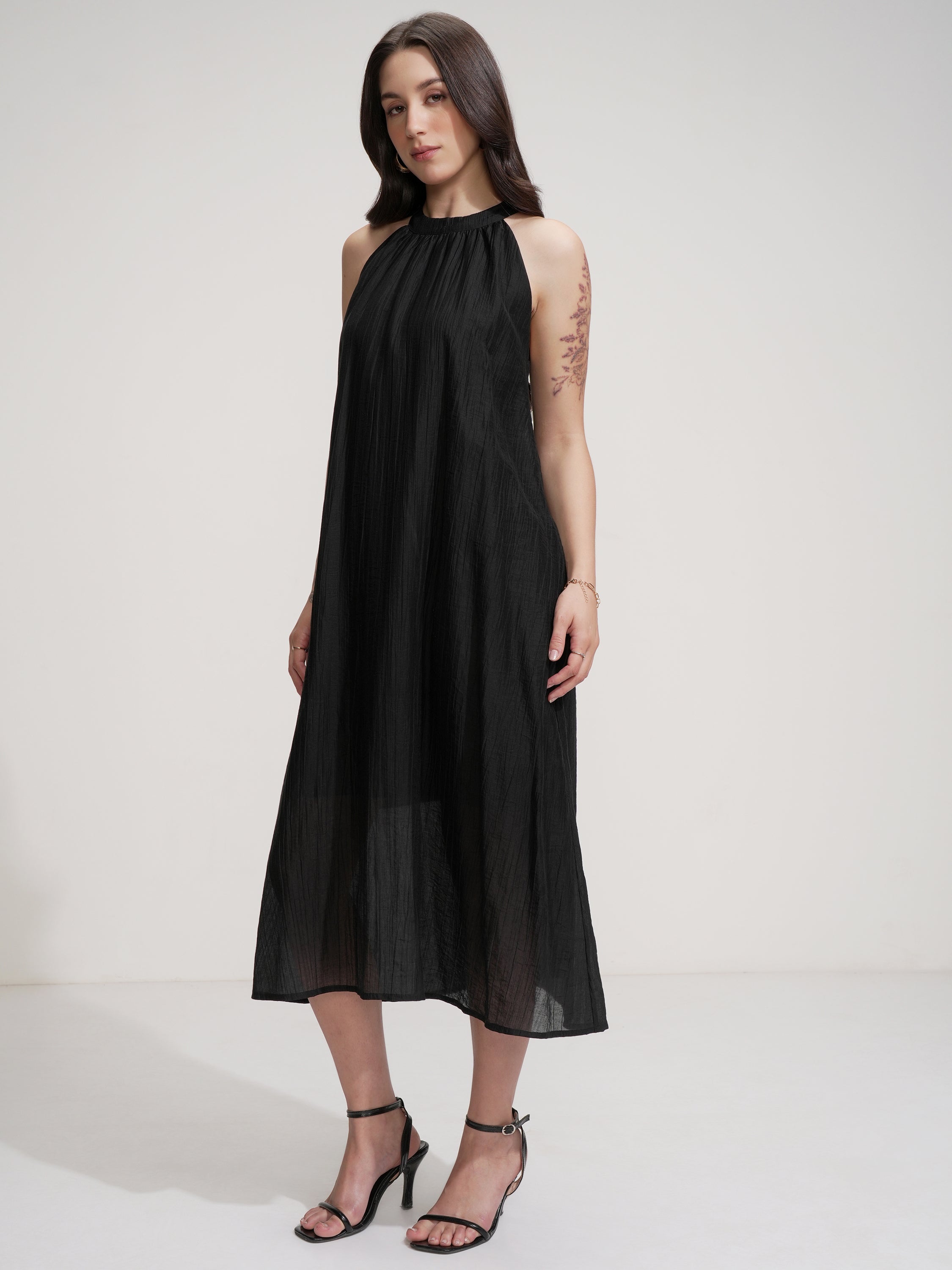 Tokyo Talkies Women Black Solid Maxi Dress - Black - Image 4