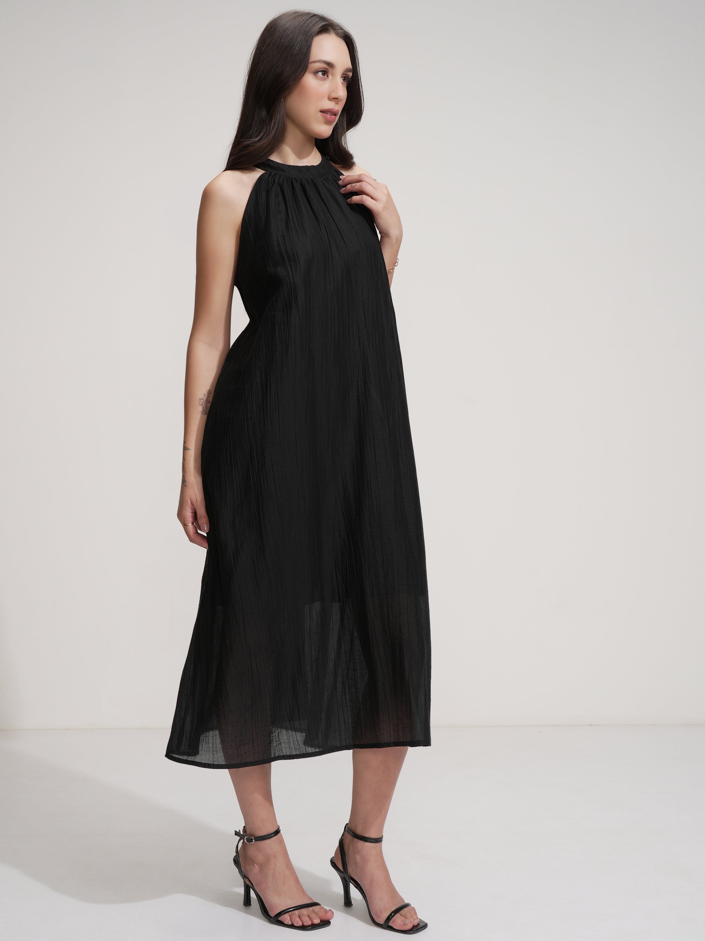 Tokyo Talkies Women Black Solid Maxi Dress - Black - Image 6