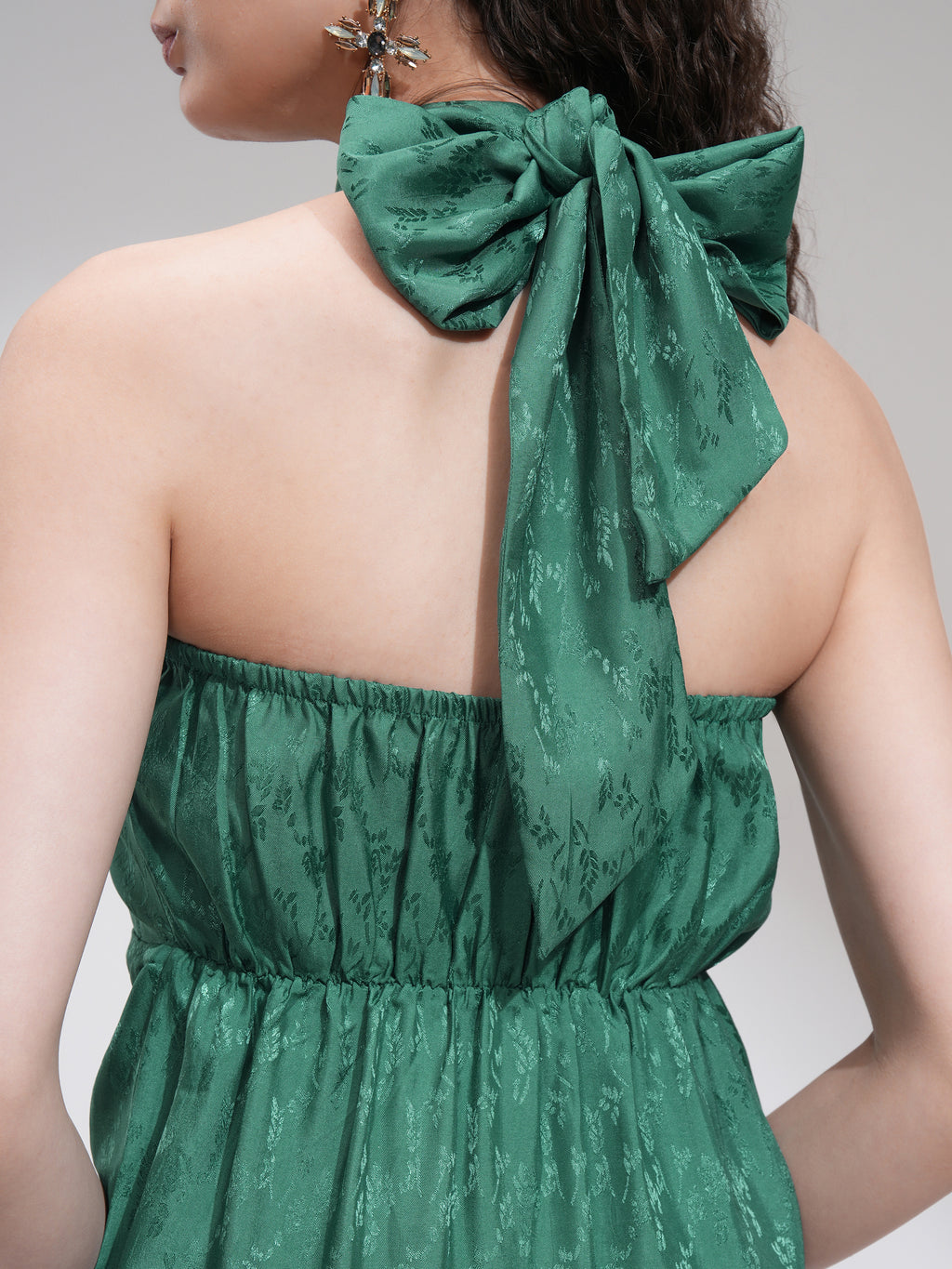 Tokyo Talkies Women Green Self Design Wrap Dress - Green - Image 7