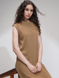 Tokyo Talkies Women Beige Solid Fit And Flare Dress - Beige - Image 1