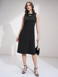 Tokyo Talkies Women Black Solid Fit And Flare Dress - Black - Image 1
