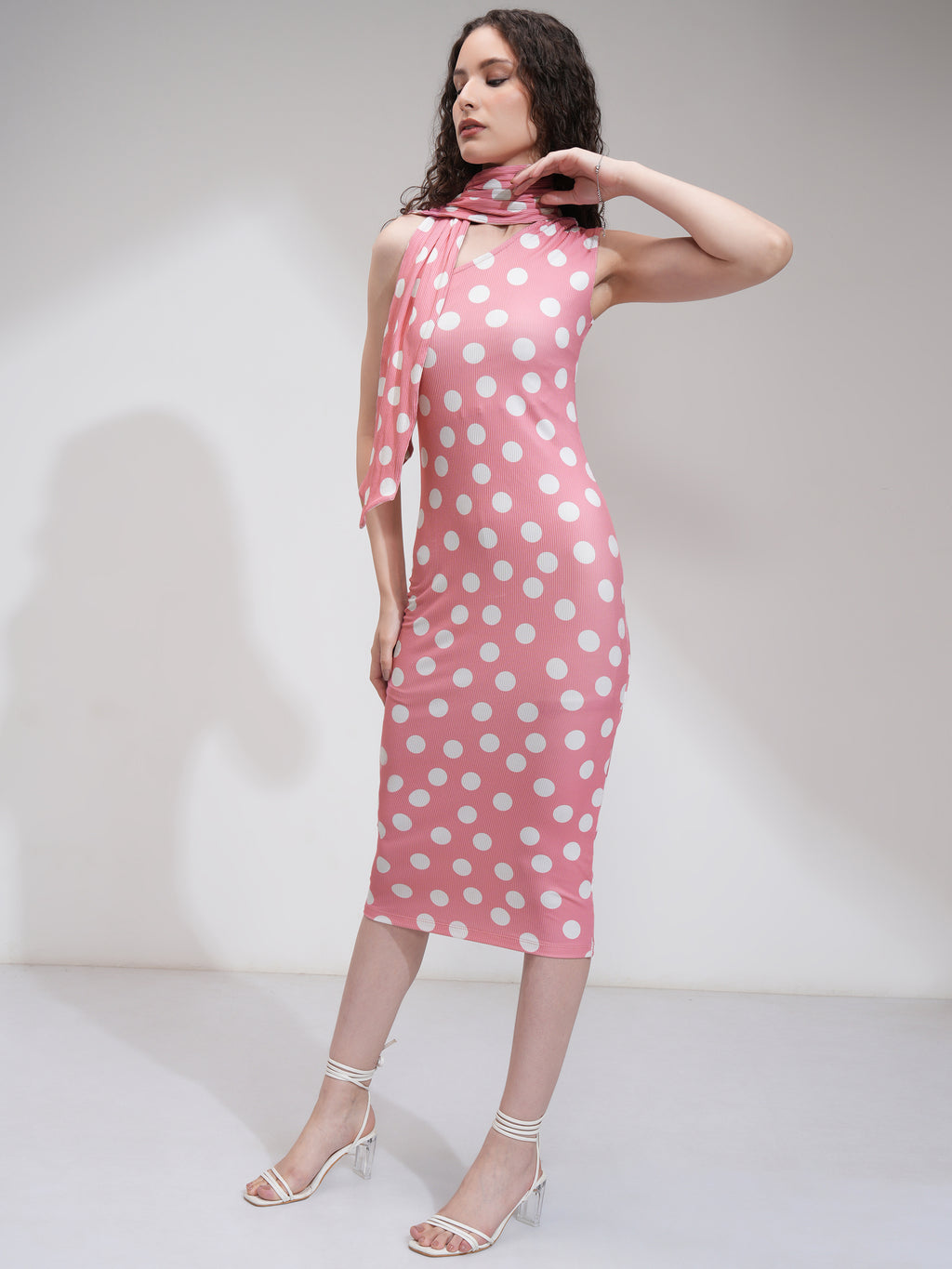 Tokyo Talkies Women Pink Printed Bodycon Dress - Pink - Image 4