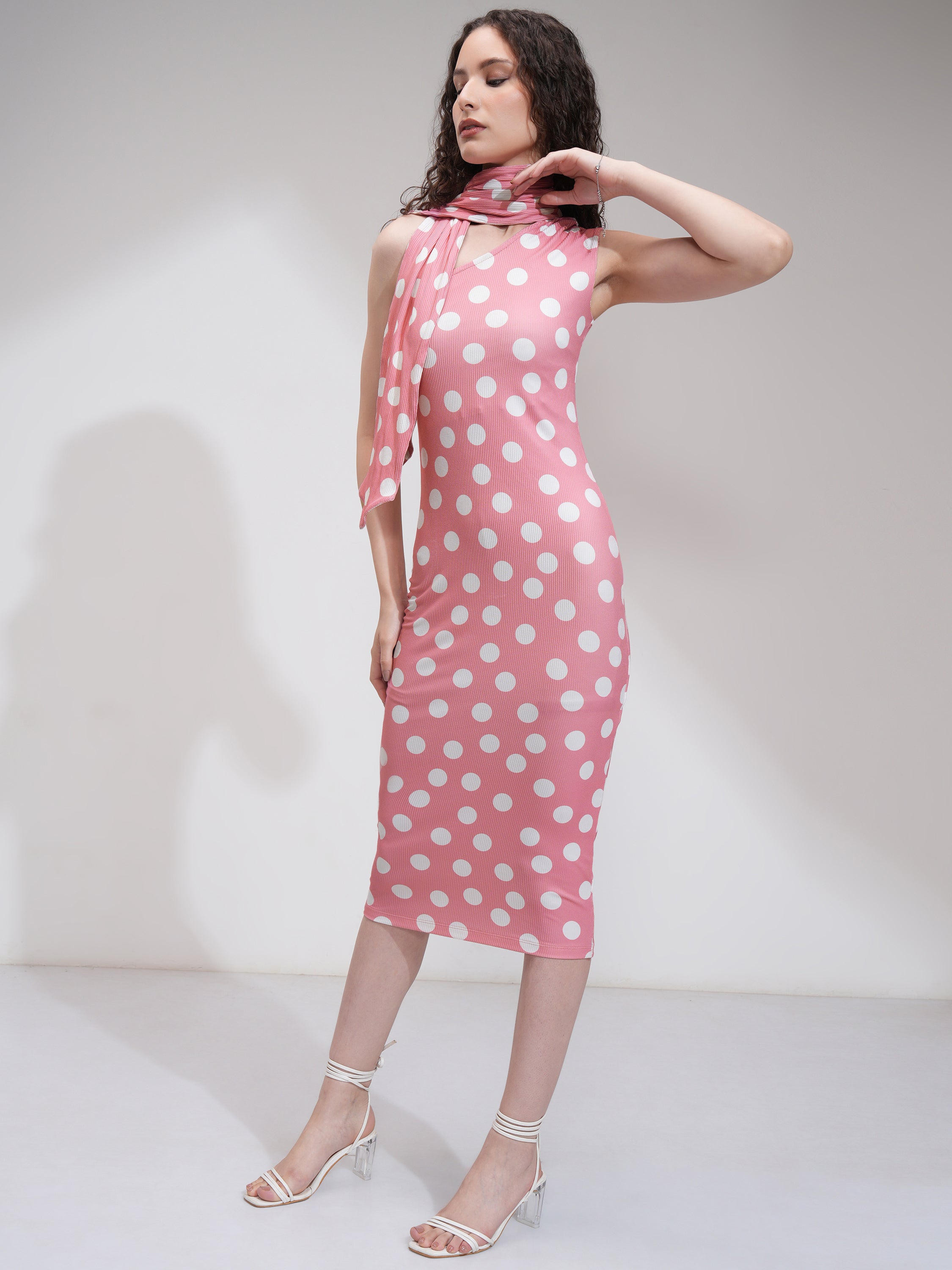 Tokyo Talkies Women Pink Printed Bodycon Dress - Pink - Image 4