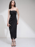 Tokyo Talkies Women Black Solid Fit And Flare Dress - Black - Image 1