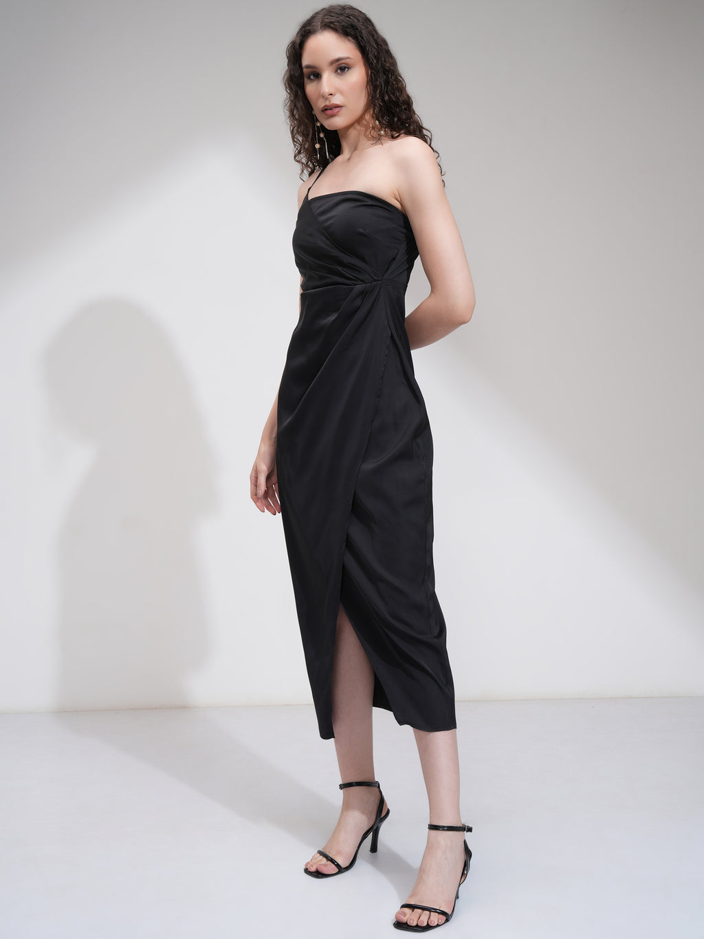 Tokyo Talkies Women Black Solid Fit And Flare Dress - Black - Image 2